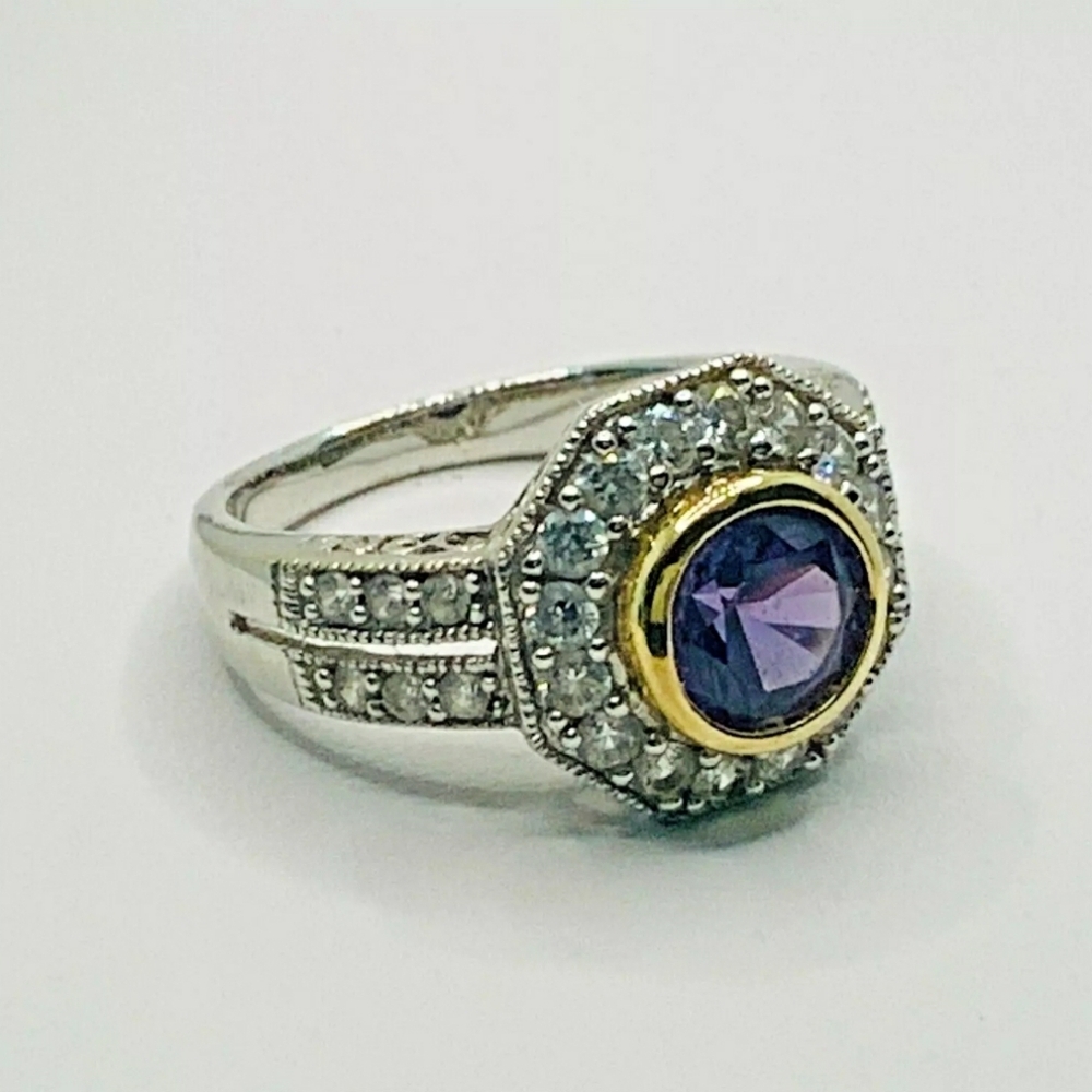 Victoria Wieck Color Change Lab Created Sapphire Halo Ring